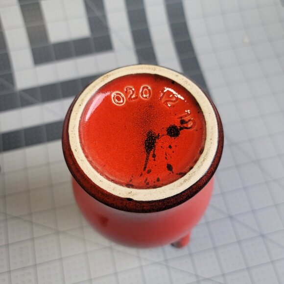 Share 1960s Mid Century Modern MCM Red Keramik Fat Lava Vase West Germany Pitche - Picture 6 of 6